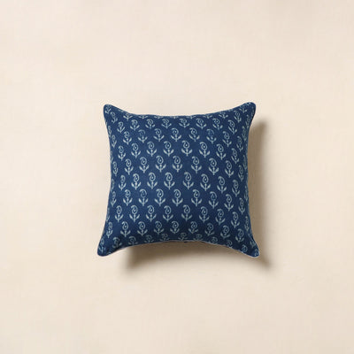 Blue - cotton indigo bagru cushion cover 31 - handcrafted