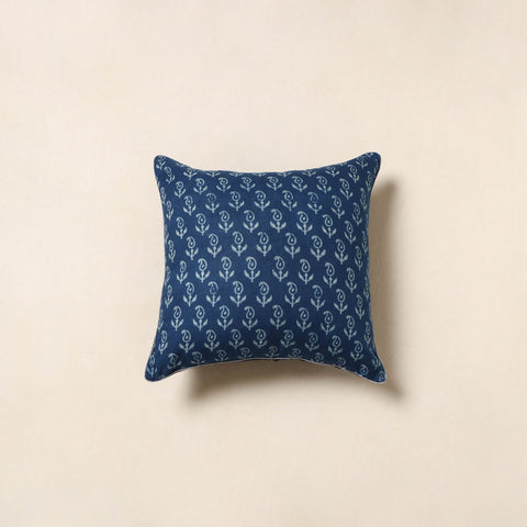 Blue - cotton indigo bagru cushion cover 31 - handcrafted