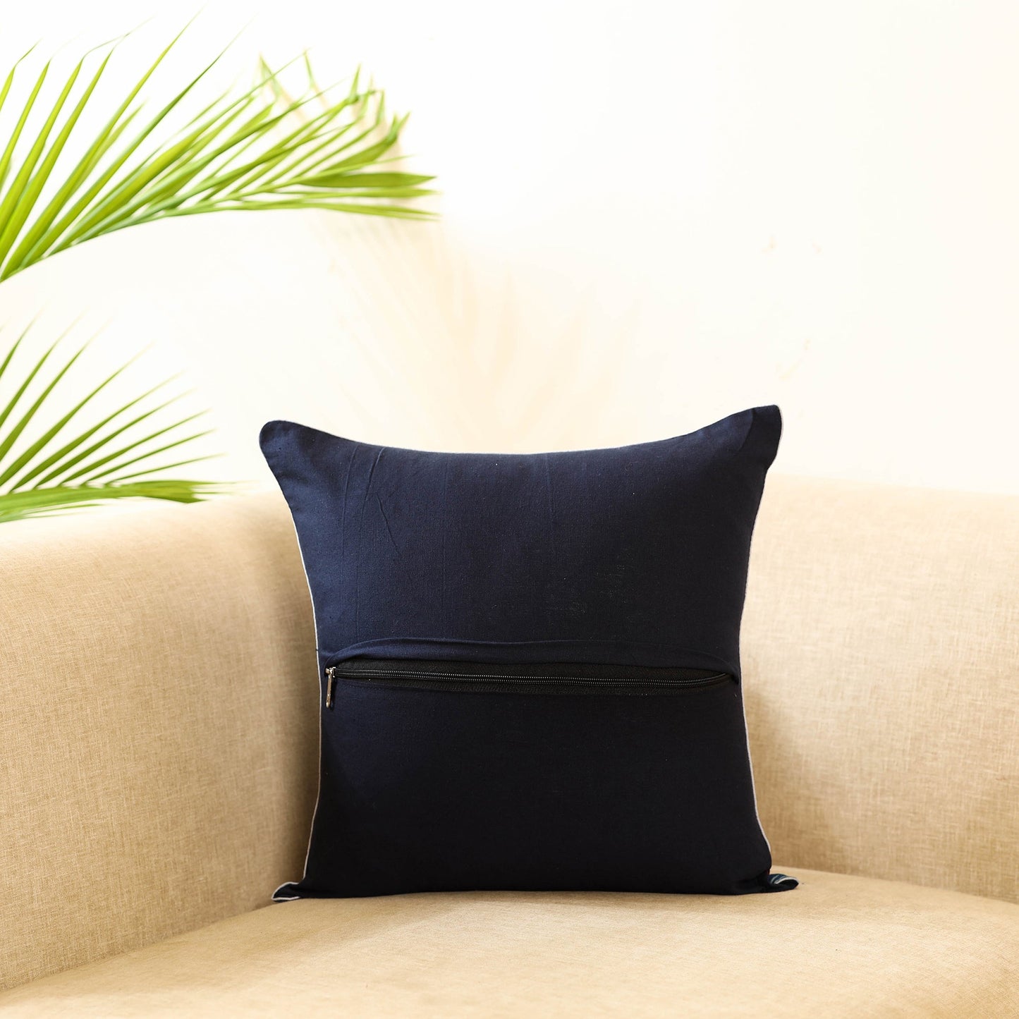 Buy Block Print Cotton Indigo bagru Cushion Cover