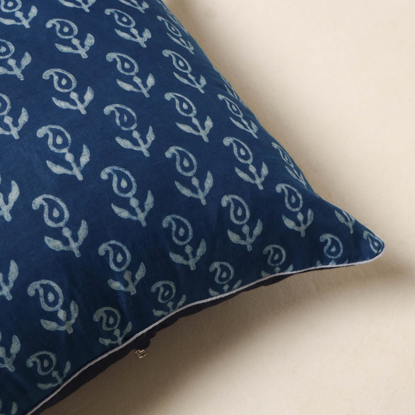 Blue - cotton indigo bagru cushion cover 31 - handcrafted