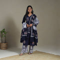 Blue Cotton Indonesian Hand Batik Print Kurta Set (Set of 3)