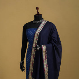 Blue - cotton jacquard dupatta with thread border 32
