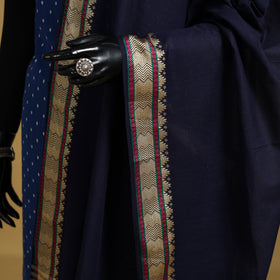 Blue - cotton jacquard dupatta with thread border 32