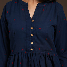 Blue - cotton jacquard kurta set (set of 2) 04 - handcrafted