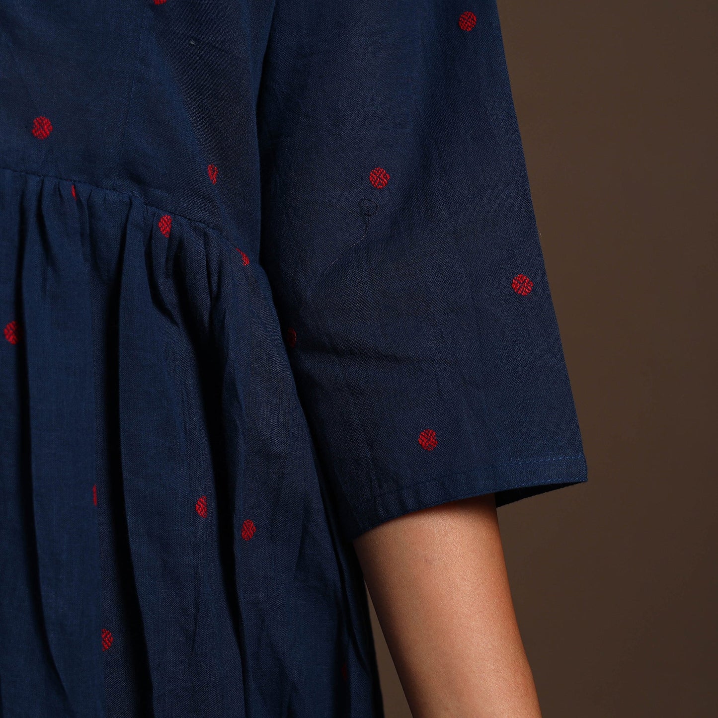 Blue - cotton jacquard kurta set (set of 2) 04 - handcrafted