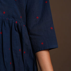 Blue - cotton jacquard kurta set (set of 2) 04 - handcrafted