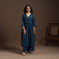Blue - cotton jacquard kurta set (set of 2) 07 - handcrafted