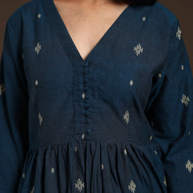 Blue - cotton jacquard kurta set (set of 2) 07 - handcrafted