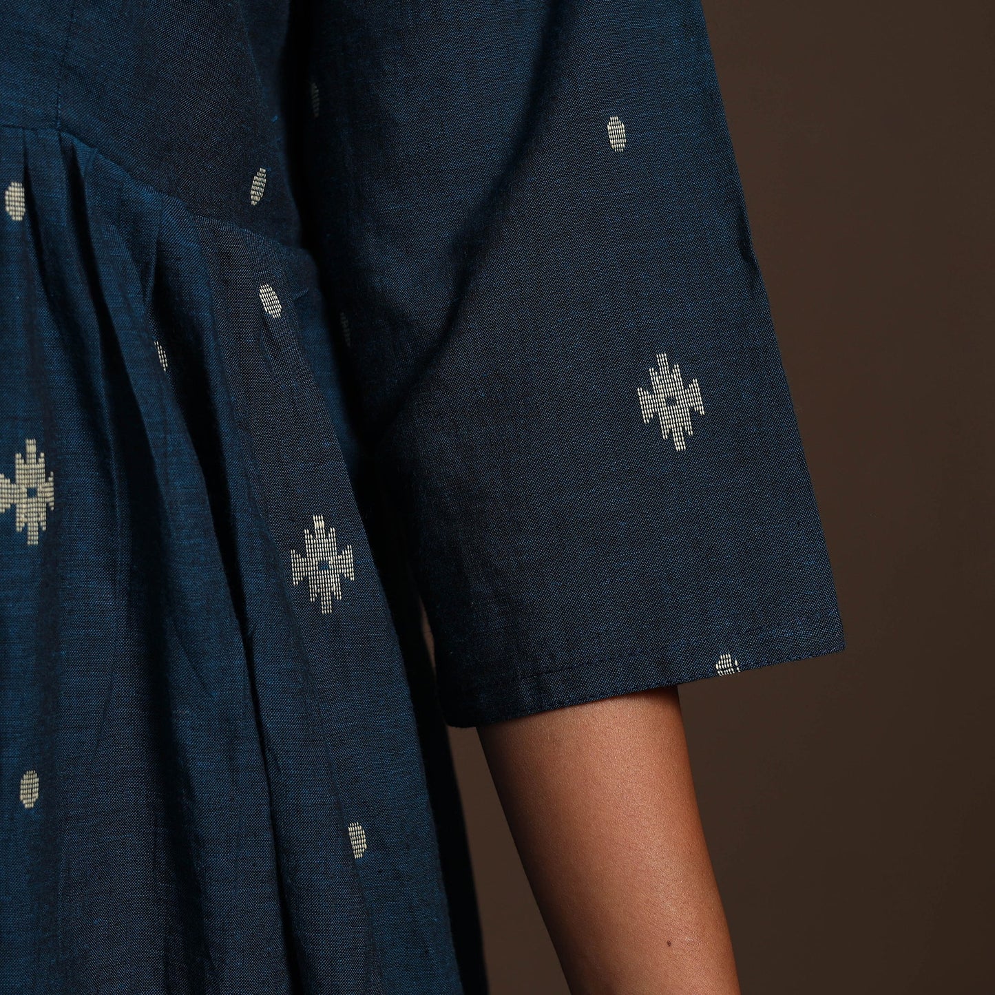 Blue - cotton jacquard kurta set (set of 2) 07 - handcrafted