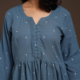 Blue - cotton jacquard kurta set (set of 2) 13 - handcrafted