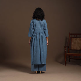 Blue - cotton jacquard kurta set (set of 2) 13 - handcrafted