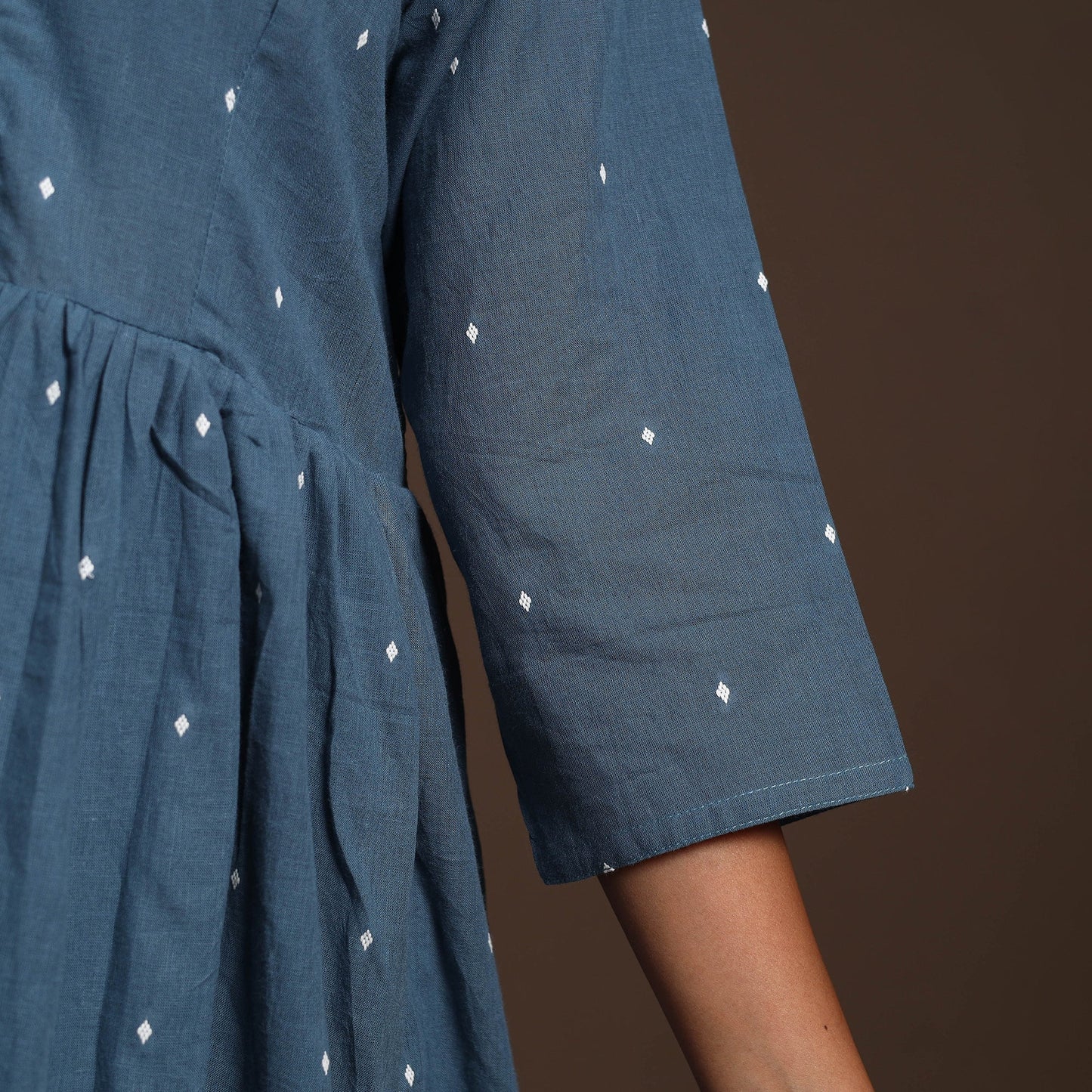 Blue - cotton jacquard kurta set (set of 2) 13 - handcrafted