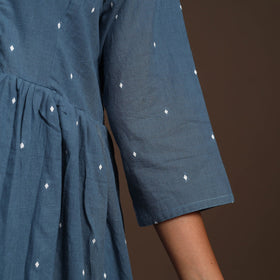 Blue - cotton jacquard kurta set (set of 2) 13 - handcrafted