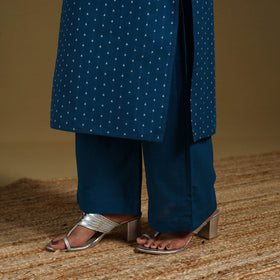 Blue - cotton jacquard kurta set (set of 3) 03 - handcrafted