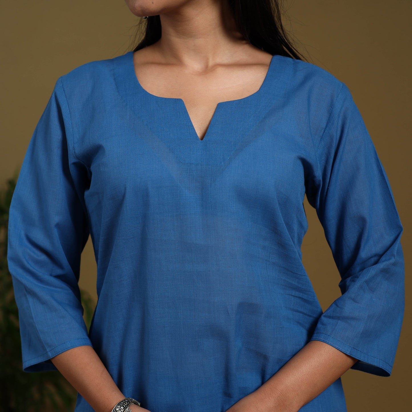 Blue - cotton jacquard kurta set (set of 3) 04 - handcrafted