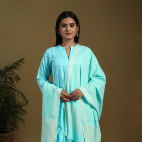 Blue - cotton jacquard kurta set (set of 3) 13 - handcrafted