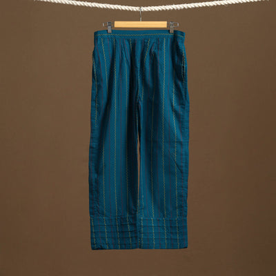 Blue - cotton jacquard weave palazzo 06 - handcrafted