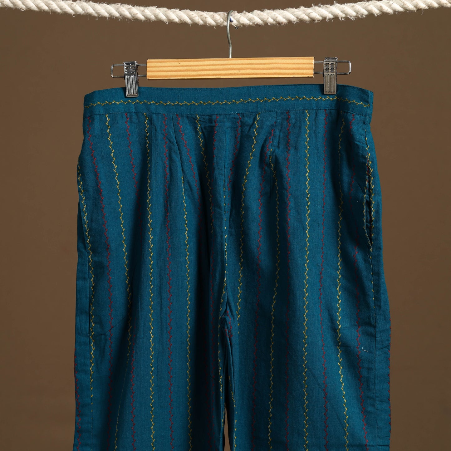 Blue - cotton jacquard weave palazzo 06 - handcrafted