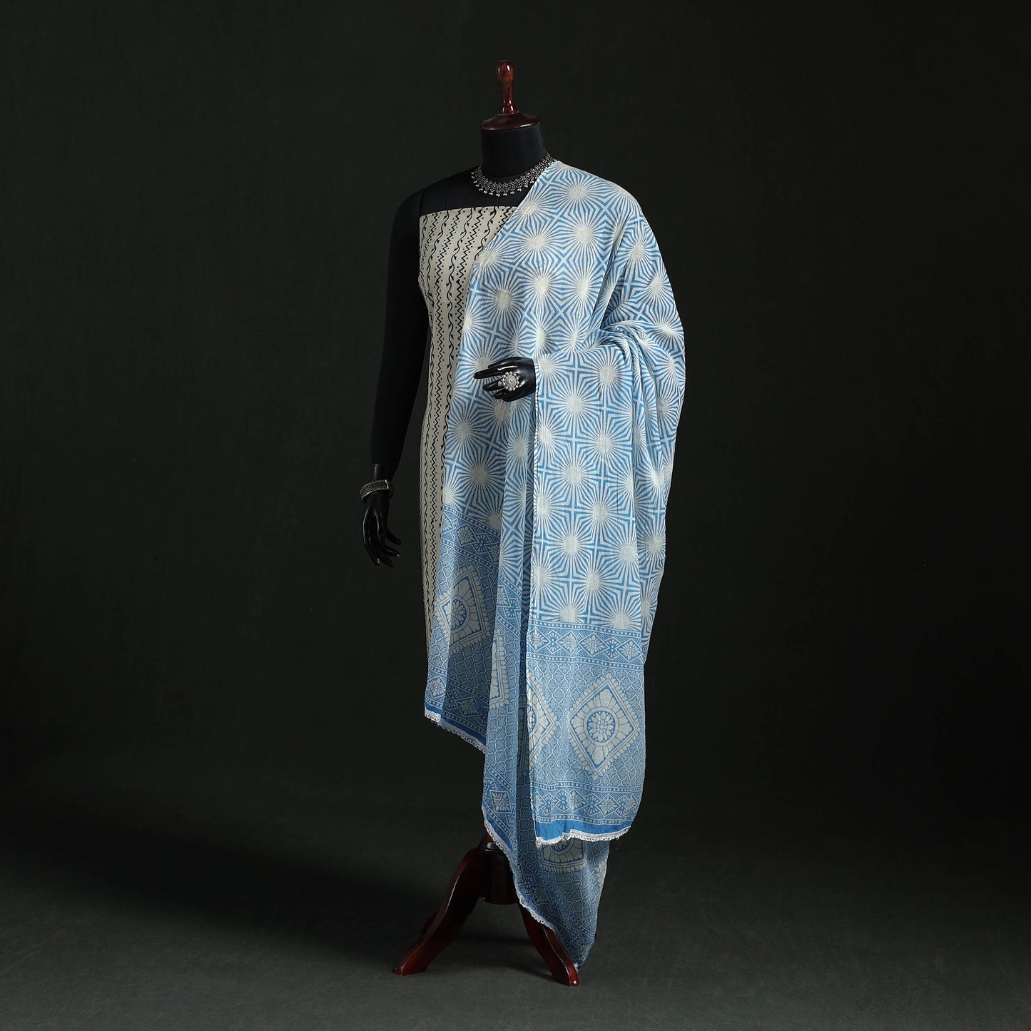 Cotton jaipur printed dupatta 01 - handcrafted