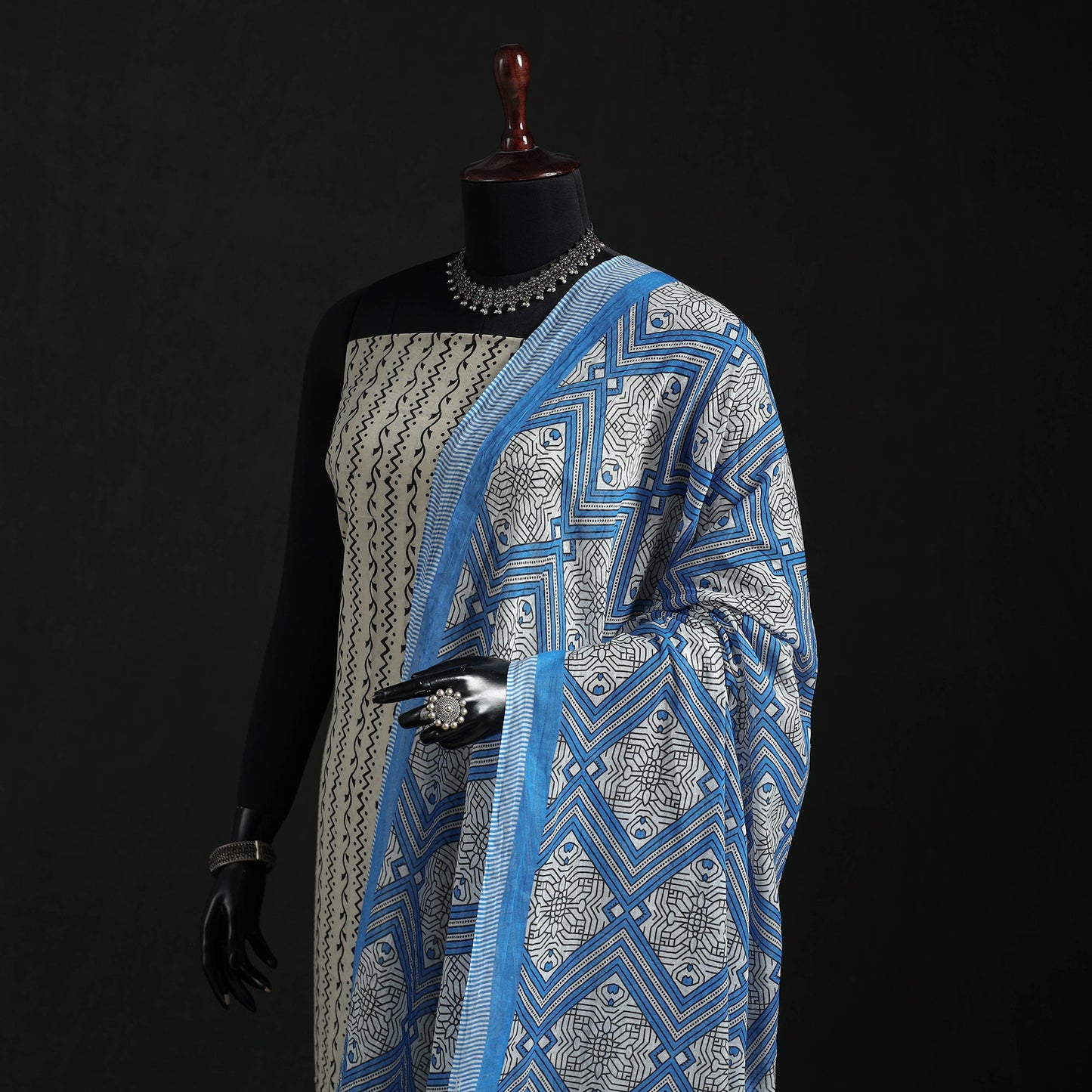 Cotton jaipur printed dupatta 25 - handcrafted