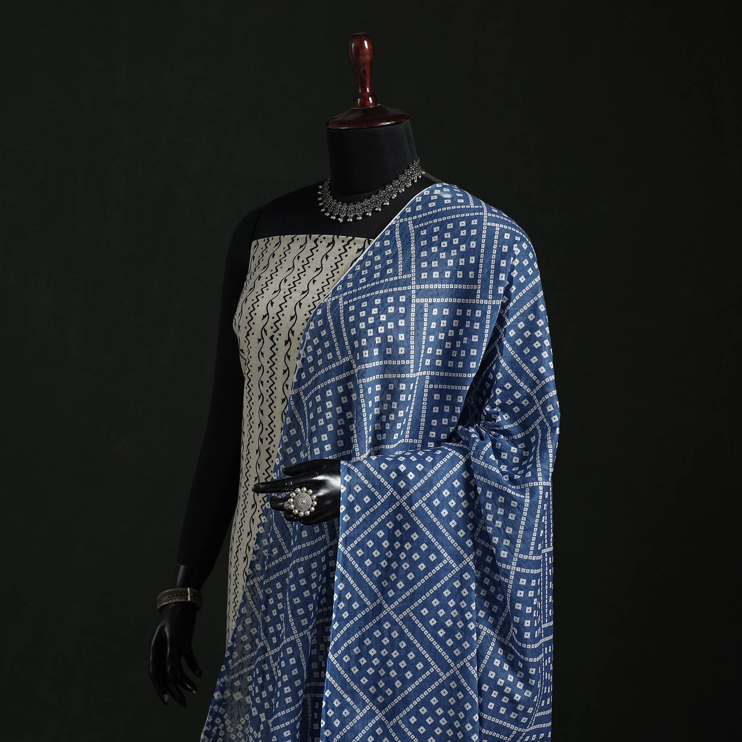 Cotton jaipur printed dupatta 42 - handcrafted