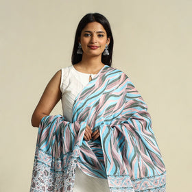 Buy Blue Cotton Jaipur Printed Dupatta Online