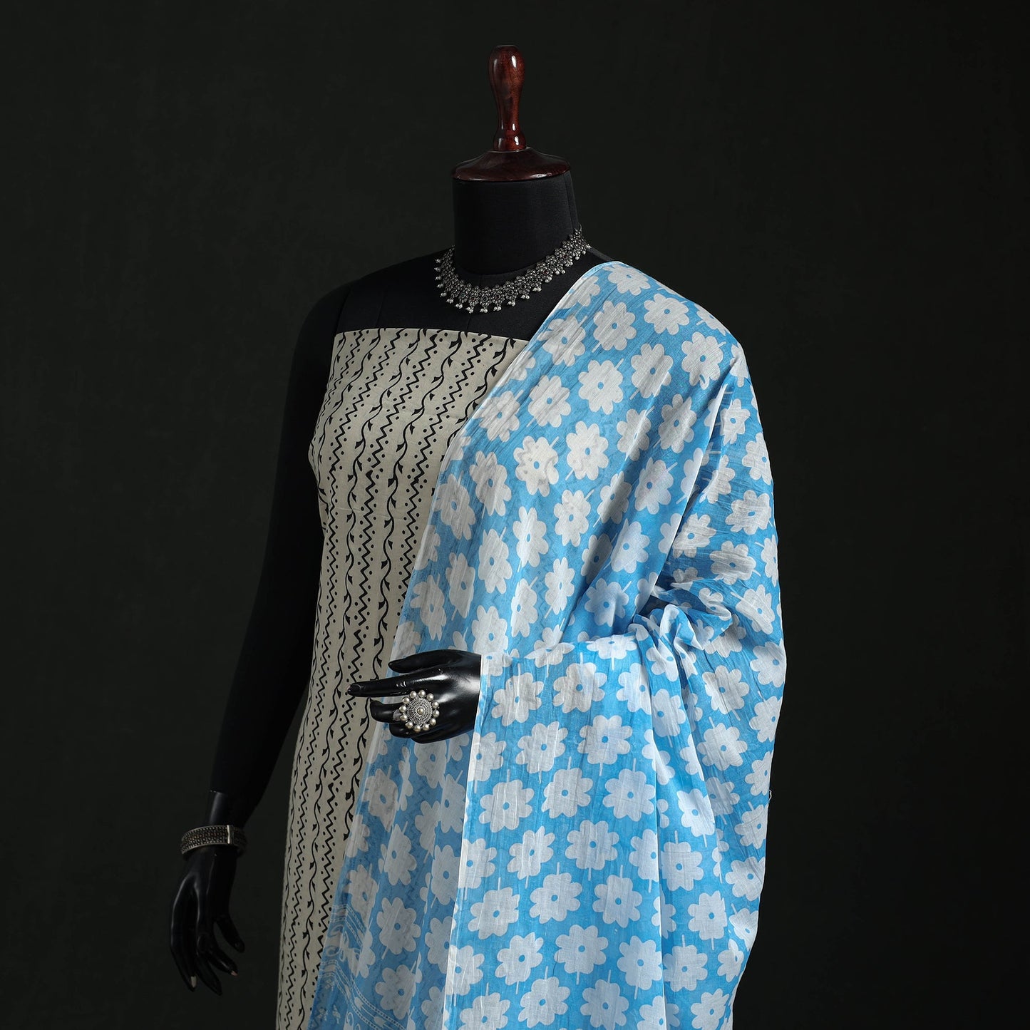 Cotton jaipur printed dupatta 46 - handcrafted