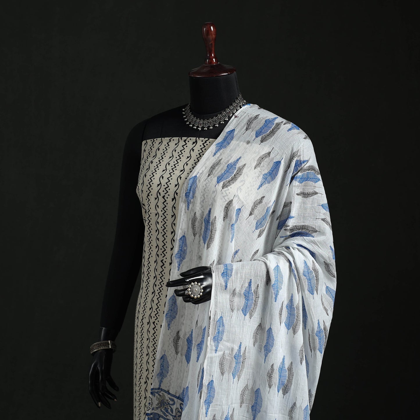 Cotton jaipur printed dupatta 55 - handcrafted