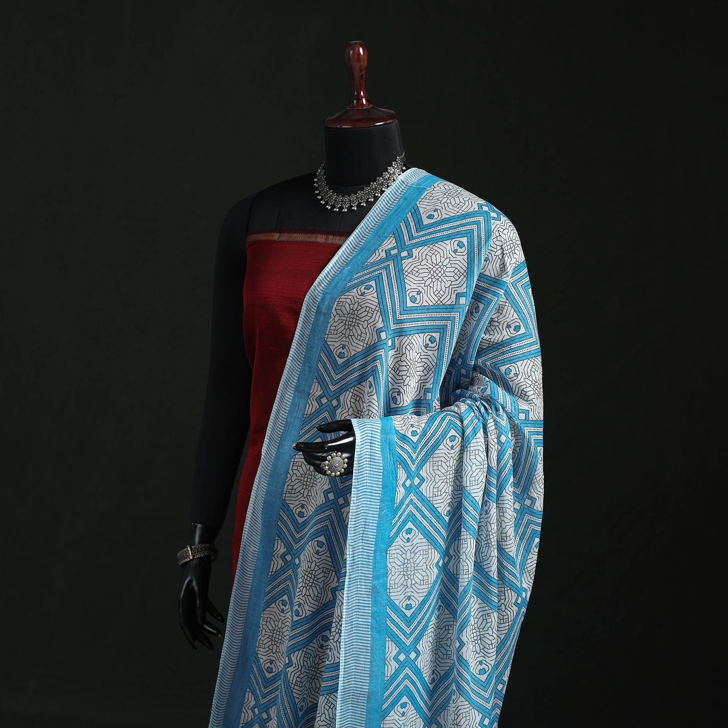 Cotton jaipur printed dupatta 67 - handcrafted