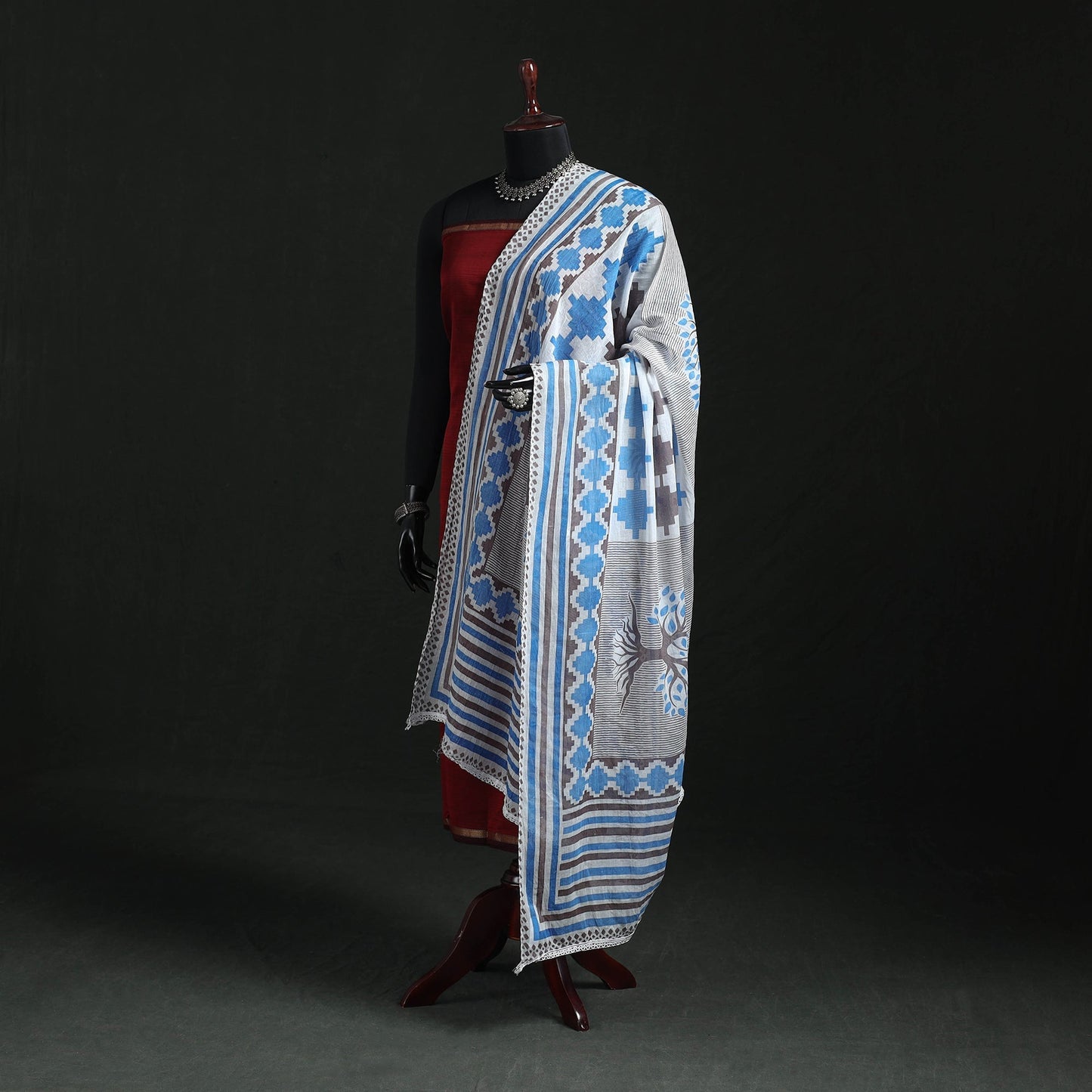 Cotton jaipur printed dupatta 87 - handcrafted