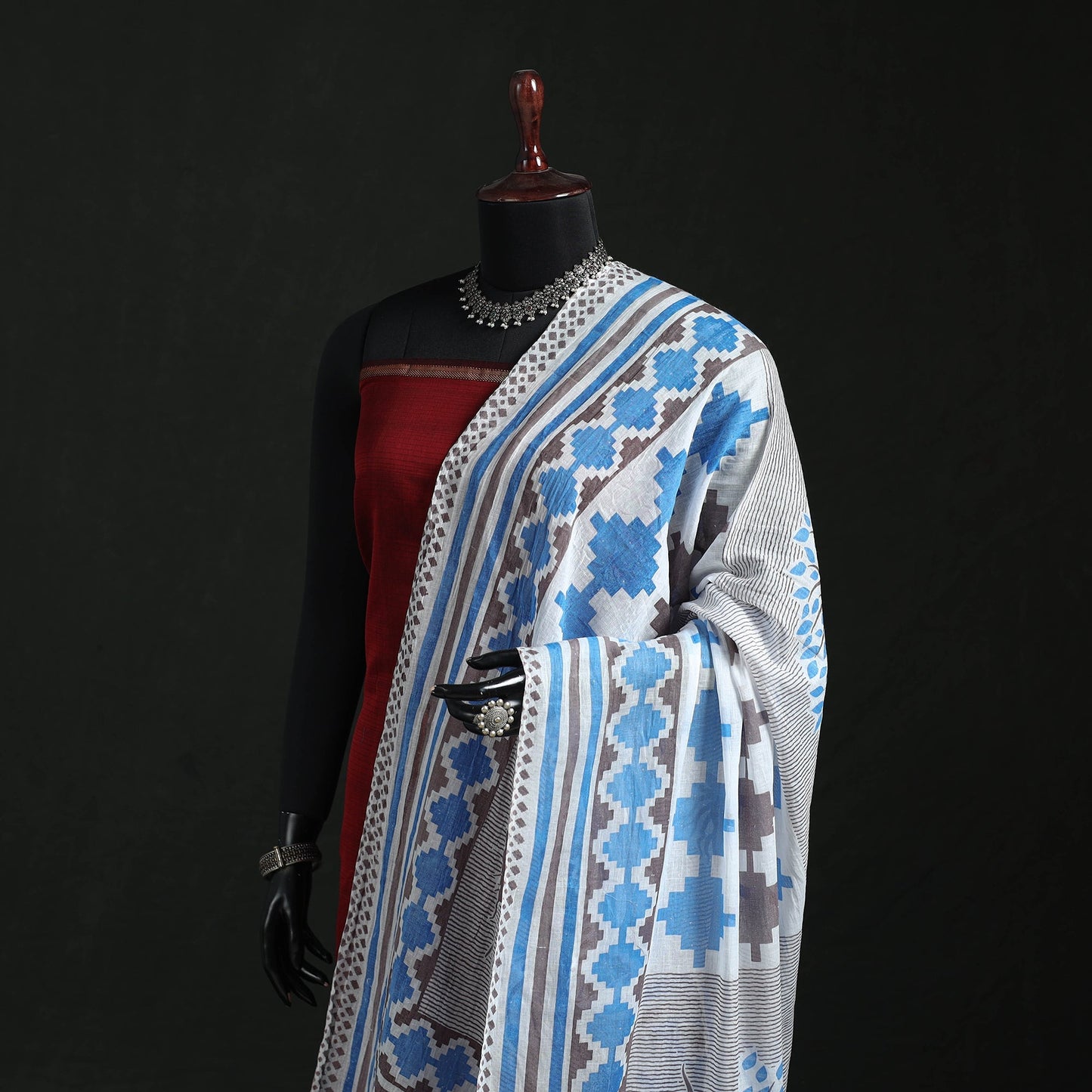 Cotton jaipur printed dupatta 87 - handcrafted