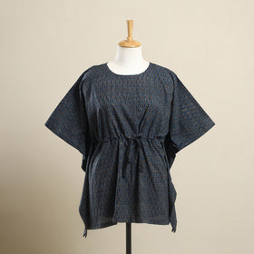 Buy Blue Ajrakh Block Print Cotton Kaftan