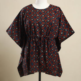 Buy Blue Ajrakh Block Print Cotton Kaftan