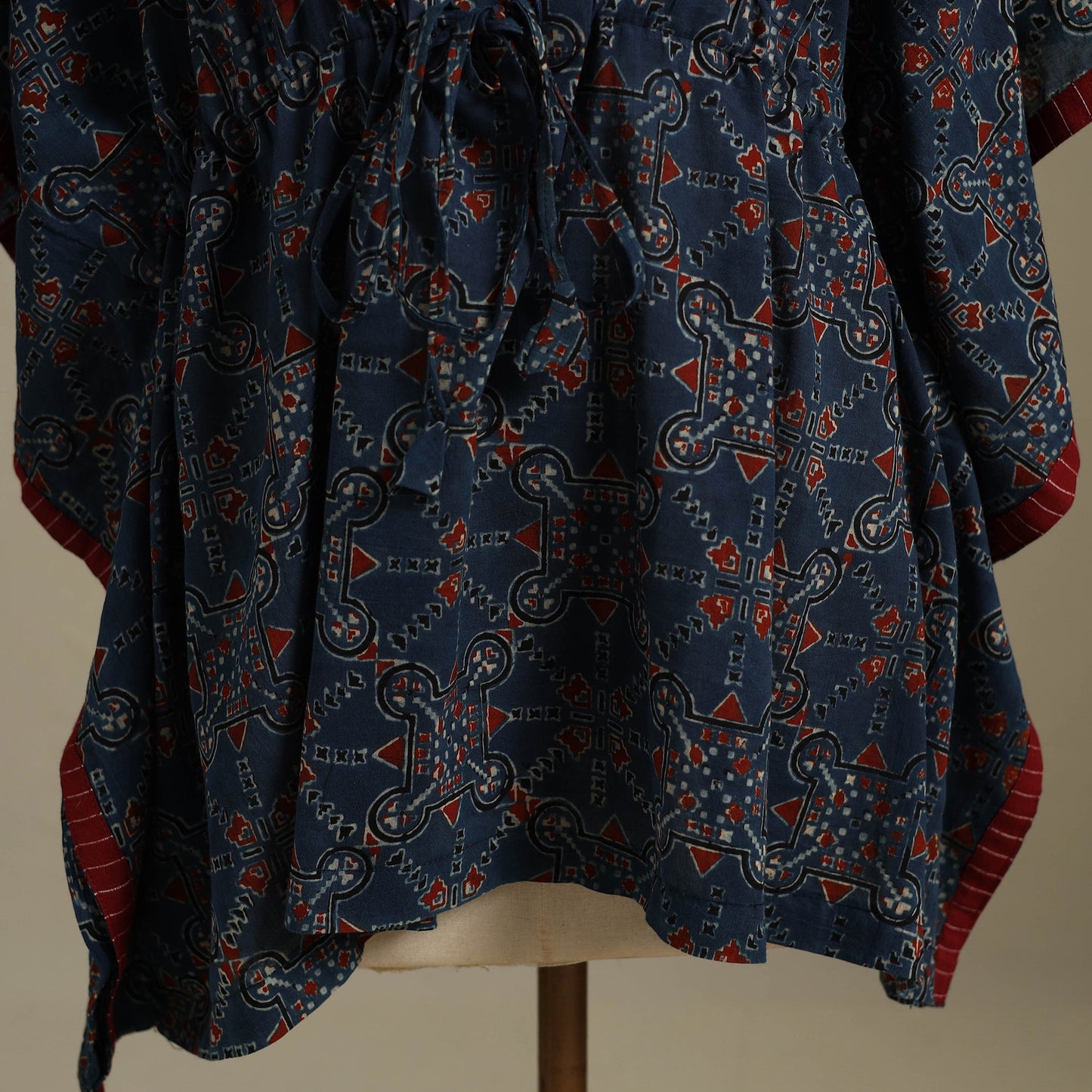 Blue Ajrakh Block Print Cotton Kaftan (Short)