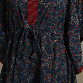 Blue Ajrakh Block Print Cotton Kaftan (Short)
