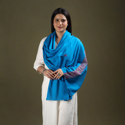 Buy Blue Cotton Kashida Embroidery Stole