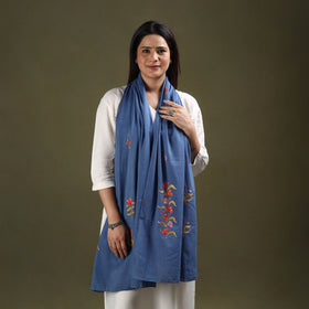 Buy Blue Cotton Kashida Embroidery Stole