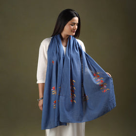 Buy Blue Cotton Kashida Embroidery Stole