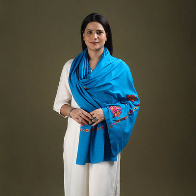Buy Blue Cotton Kashida Embroidery Stole