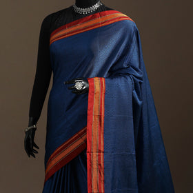 Cotton khun saree with chikki paras border 04 - handcrafted