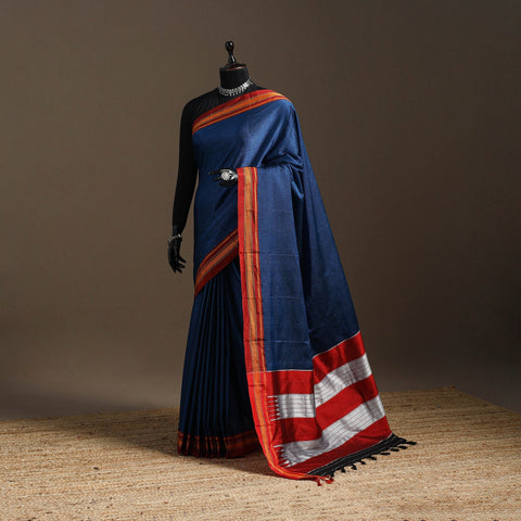 Cotton khun saree with chikki paras border 04 - handcrafted