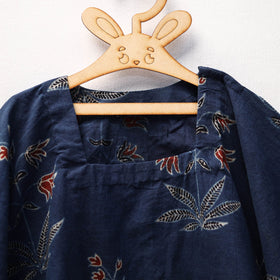Blue Ajrakh Block Print Cotton Kids Kaftan (3-4 Years)