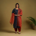 Buy Blue Block Print Cotton Ajrakh Kurta Set with Dupatta