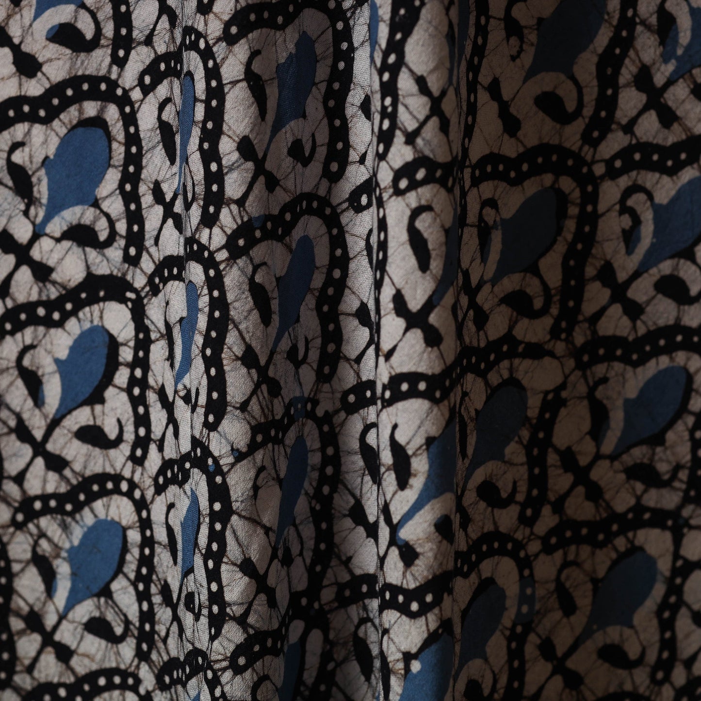 Blue - cotton kutch batik fabric 21 - handcrafted