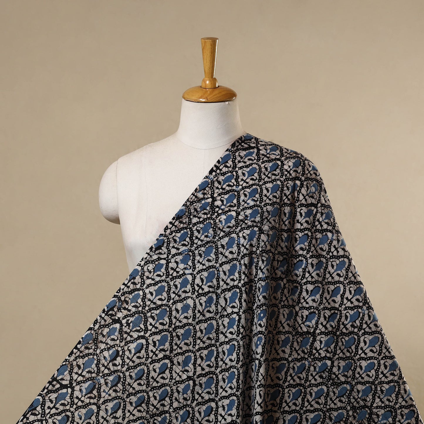 Blue - cotton kutch batik fabric 21 - handcrafted