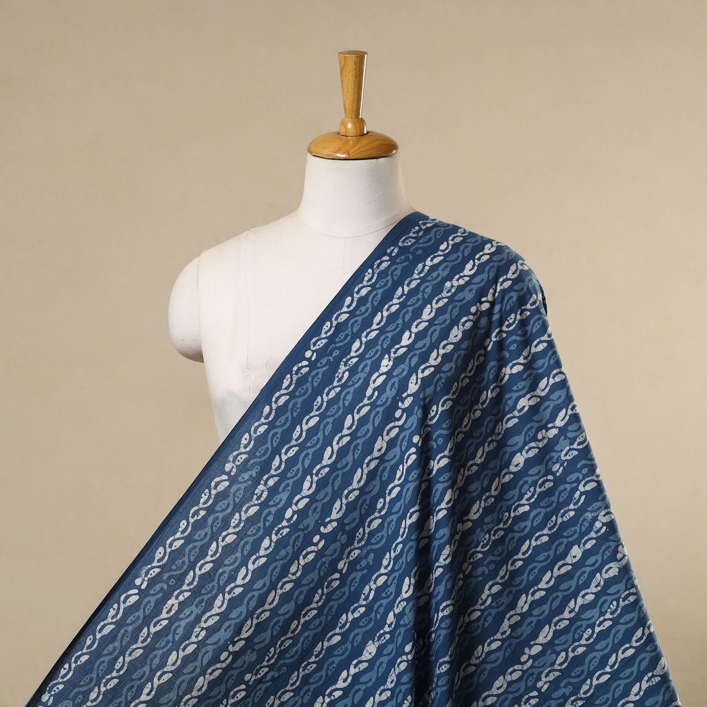 Blue - cotton kutch batik fabric 37 - handcrafted