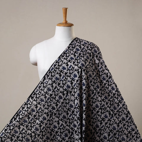 Blue Cotton Kutch Hand Batik Print Fabric