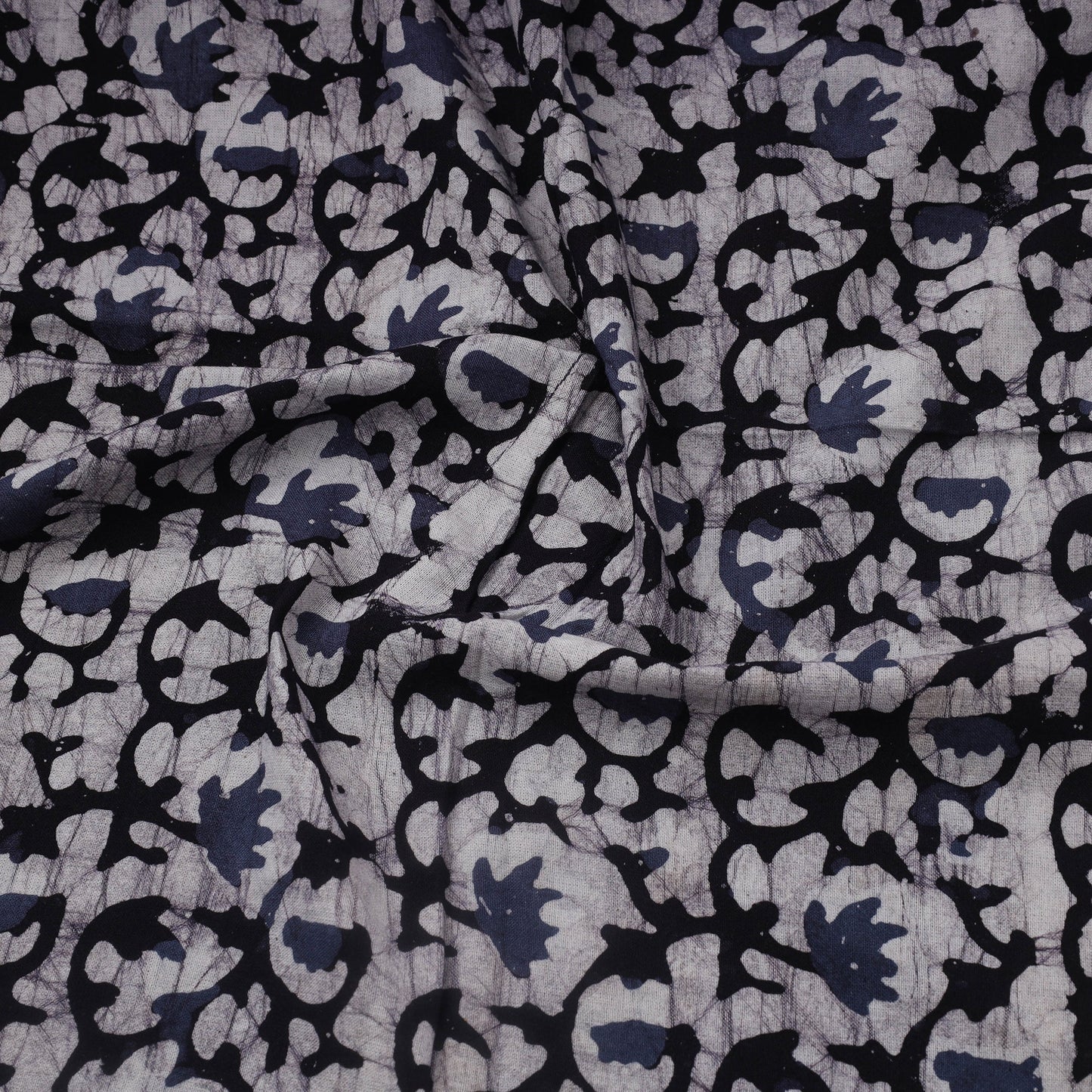 Blue Cotton Kutch Hand Batik Print Fabric