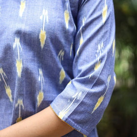 Blue Cotton A-Line Pochampally Ikat Kurta for women