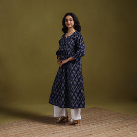 Cotton a-line pochampally ikat kurta for women 01